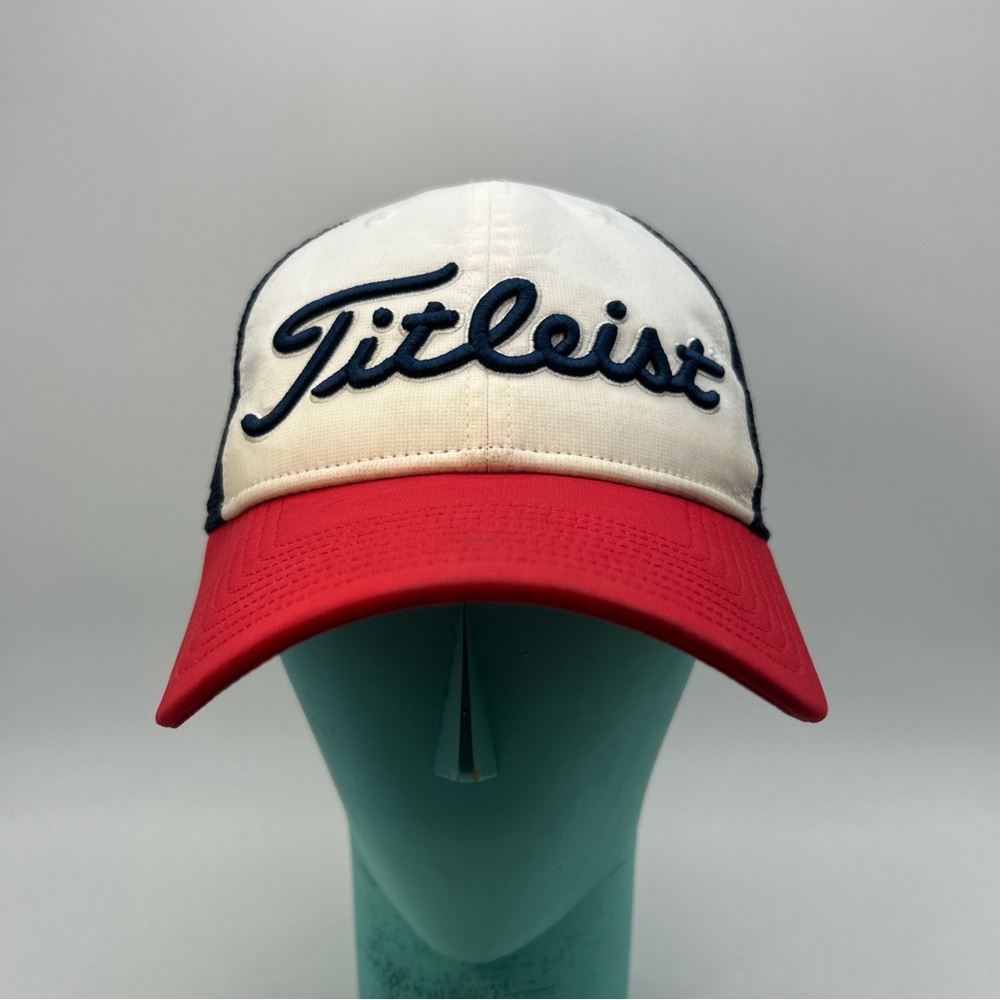 Titleist Red,White & Blue Adjustable Mesh Golfing Hat American Flag Great Cond